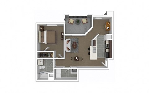 Floor plan design with 1 Bedroom and 1 Bathroom